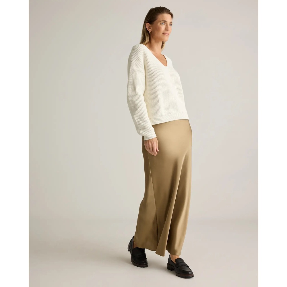 Quince Washable Silk Maxi Skirt Morel Grey Large New With Tags - Picture 2 of 6